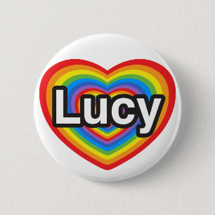 Jag älskar Lucy. Jag älskar dig Lucy. Hjärta Knapp