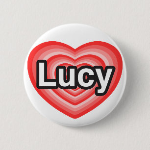 Jag älskar Lucy. Jag älskar dig Lucy. Hjärta Knapp
