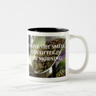 JAG ÄLSKAR LUKTEN AV KAFFE I MORGONEN Två-Tonad MUGG