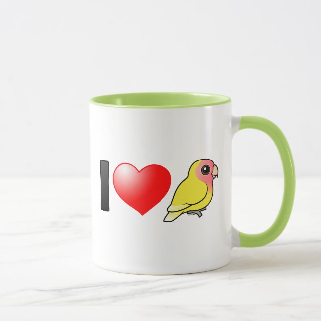 Jag älskar Lutino Persika-vände mot Lovebirds Mugg (Höger)