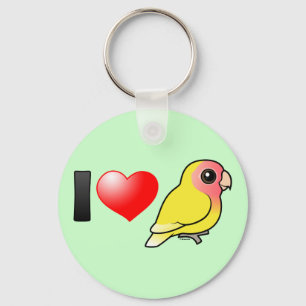 Jag älskar Lutino Persika-vände mot Lovebirds Nyckelring