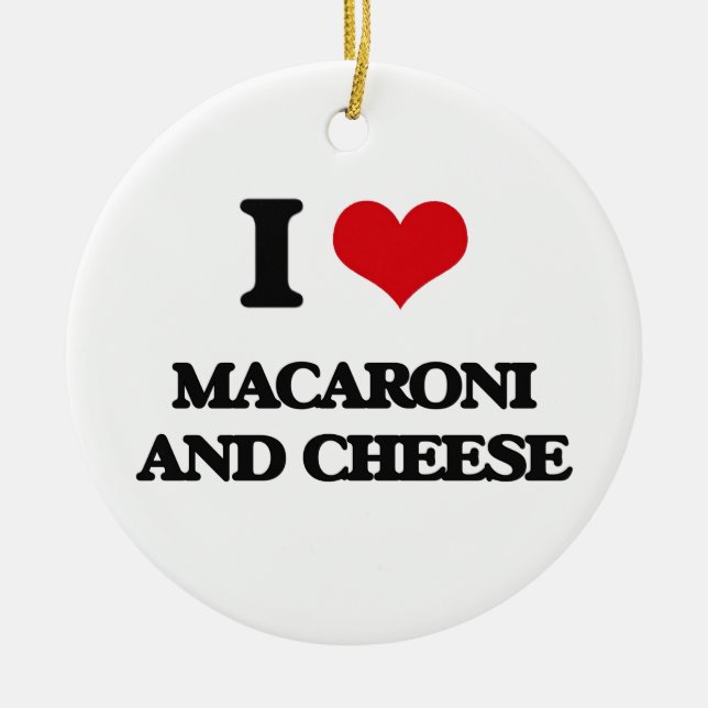 Jag älskar Macaroni och ost Julgransprydnad Keramik (Framsidan)