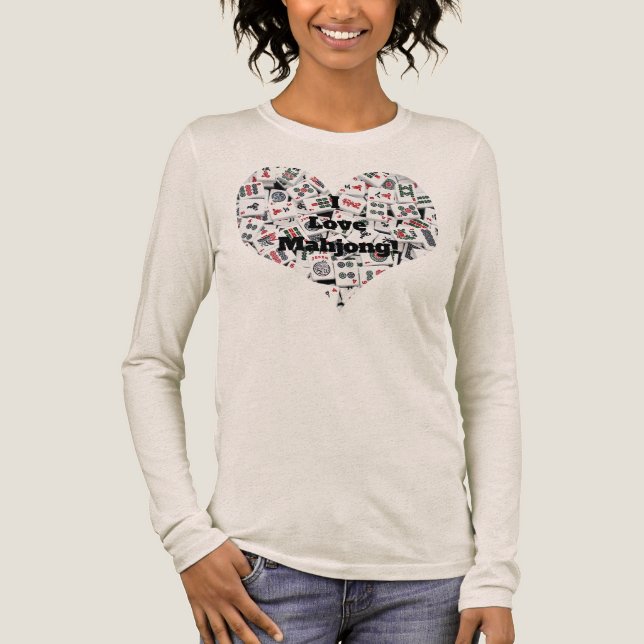 Jag älskar Mahjong Long Sleeve T-Shirt (Framsida)