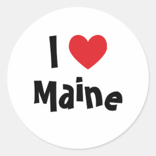 Jag älskar Maine Runt Klistermärke