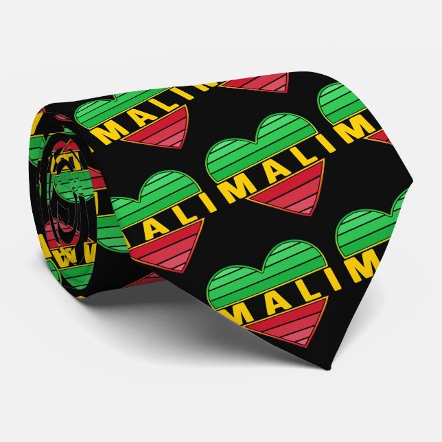 Jag älskar Mali, malisk hjärta Slips (Rullad)
