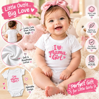 Jag älskar Mama Flick Baby Onesie – Söt Rosa Baby T Shirt