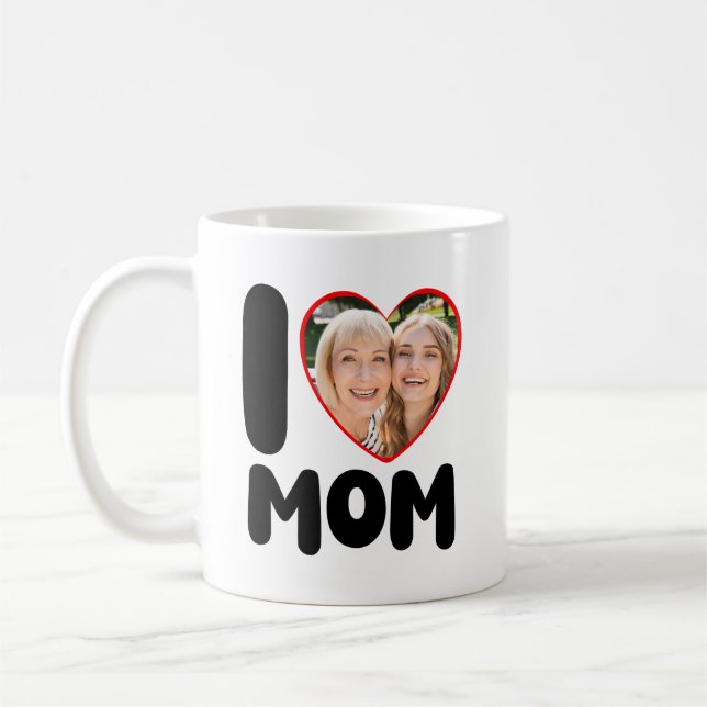 Jag älskar mamma Anpassad foto Mors dag Kaffemugg (Vänster)