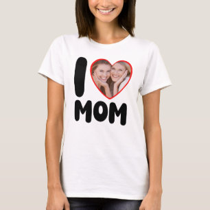 Jag älskar mamma Hjärtan Anpassad foto mors dag T Shirt