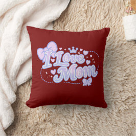 Jag älskar mamma – Pastell Kawaii-design Kudde