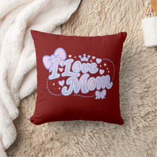 Jag älskar mamma – Pastell Kawaii-design Kudde