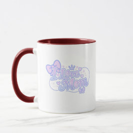 Jag älskar mamma – Pastell Kawaii-design Mugg