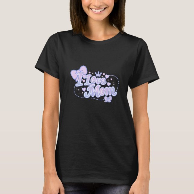 Jag älskar mamma – Pastell Kawaii-design T Shirt (Framsida)