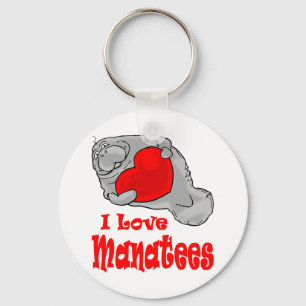 Jag älskar Manatees Keychain Nyckelring