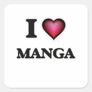 Jag älskar Manga Fyrkantigt Klistermärke