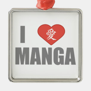 Jag älskar Manga Julgransprydnad Metall