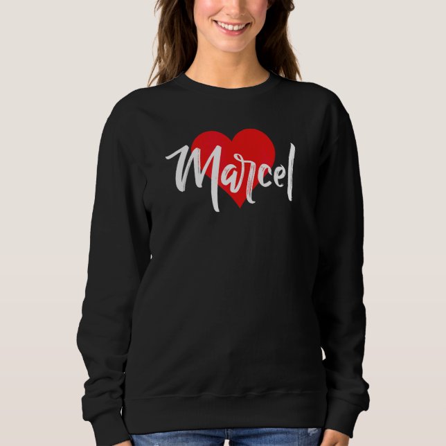 Jag älskar Marcel Förnamn  Kärlek Hjärta T Shirt (Framsida)