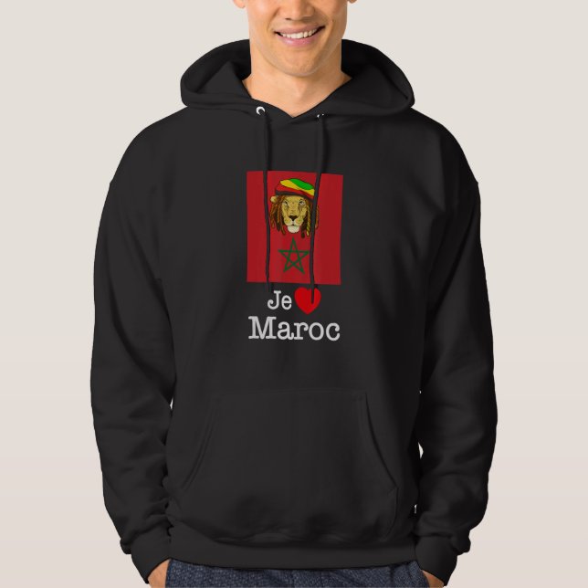 Jag älskar Marocko, coola Marockanska Lejon med fl Hoodie (Framsida)
