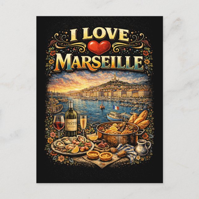 Jag älskar Marseille Vykort (Framsida)