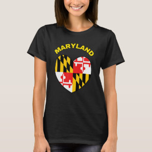 Jag älskar Maryland MD statsflagga hjärta Baltimor T Shirt