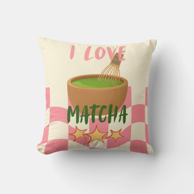 Jag älskar Matcha Kastkudde | Kawaii Matcha Kudde (Framsida)