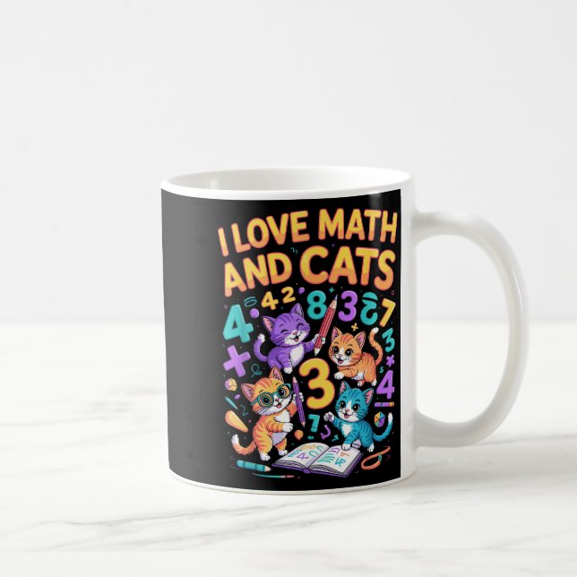 Jag älskar matematik och katter lärare elev  kaffemugg (Höger)