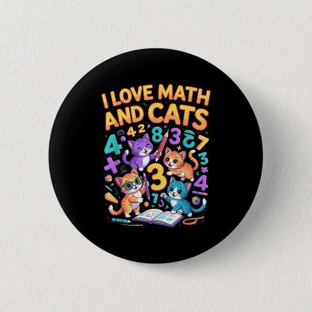 Jag älskar matematik och katter lärare elev  knapp (Framsida)