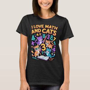 Jag älskar matematik och katter lärare elev t shirt