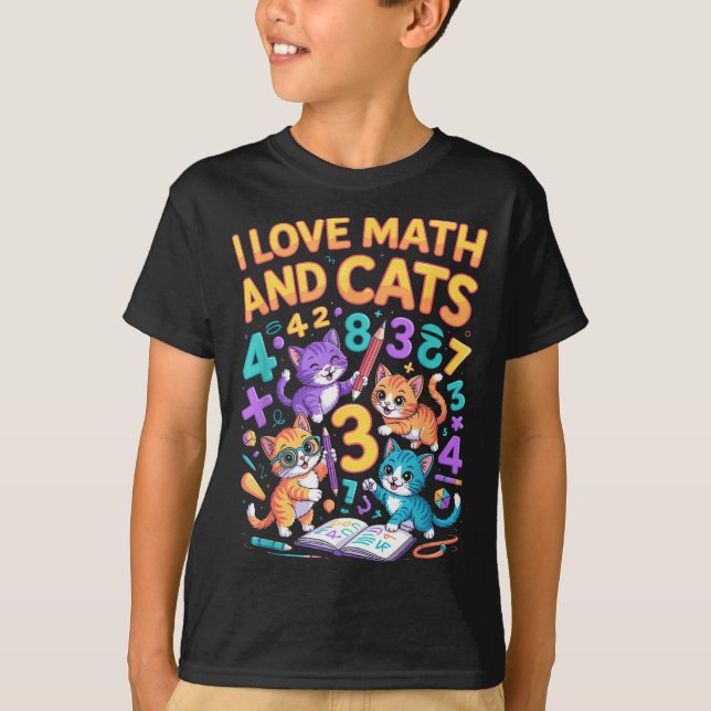 Jag älskar matematik och katter lärare elev  t shirt (Framsida)