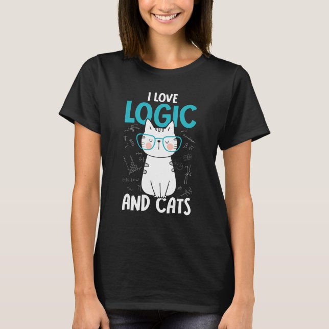 Jag älskar matematik och katter   Logik 2 T Shirt (Framsida)