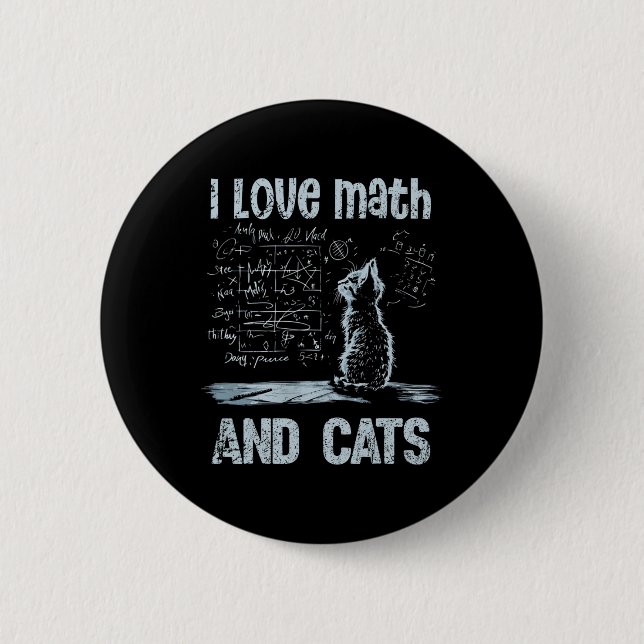 Jag älskar matematik och katter Rolig kattälskare  Knapp (Framsida)