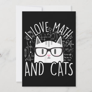 Jag älskar matematik och katter Söt liten katt Inbjudningar