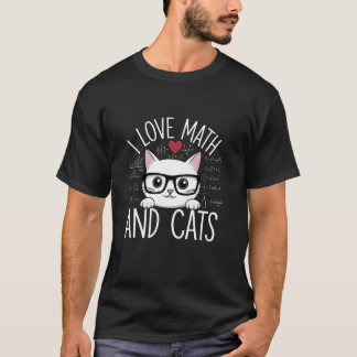 Jag älskar matematik och katter Söt nördigt lärare T Shirt
