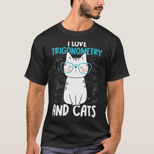 Jag älskar matte och katter   Trigonometri 1 T Shirt (Framsida)
