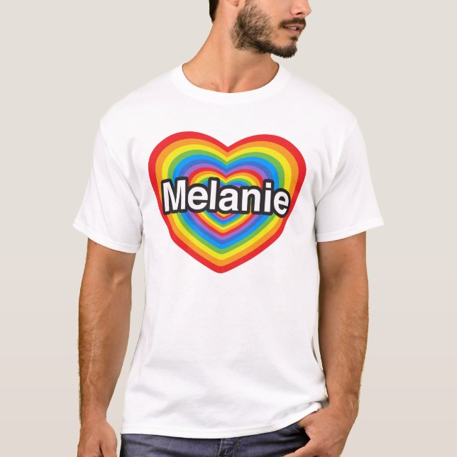 Jag älskar Melanie. Jag älskar dig Melanie. Hjärta Tee Shirt (Framsida)