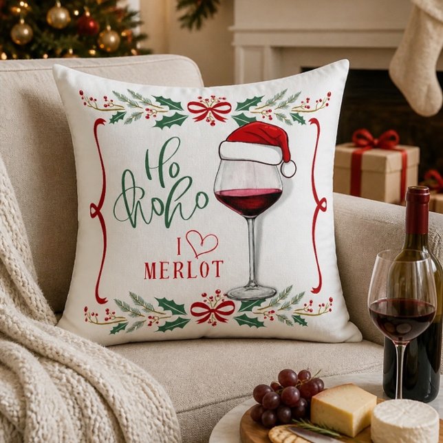 Jag älskar Merlot julkudde Kudde (Skapare uppladdad)