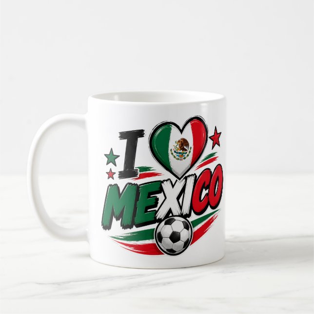 Jag älskar Mexiko fotbollsfanmugg | Mexikansk stol Kaffemugg (Vänster)