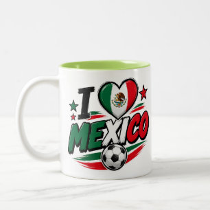 Jag älskar Mexiko fotbollsfanmugg   Mexikansk stol Två-Tonad Mugg
