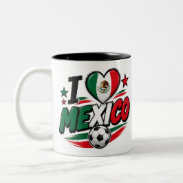 Jag älskar Mexiko fotbollsfanmugg | Mexikansk stol Två-Tonad Mugg