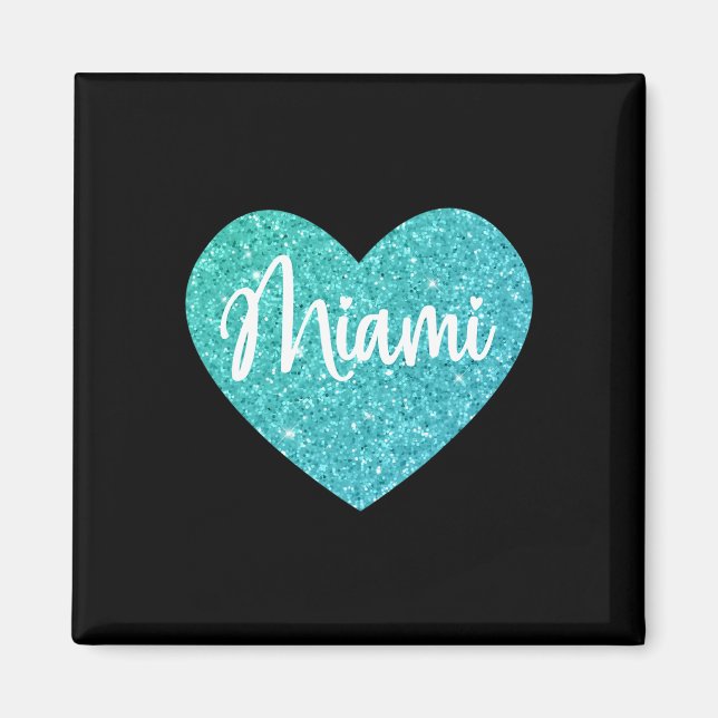 Jag älskar Miami Florida Heart  Magnet (Framsidan)