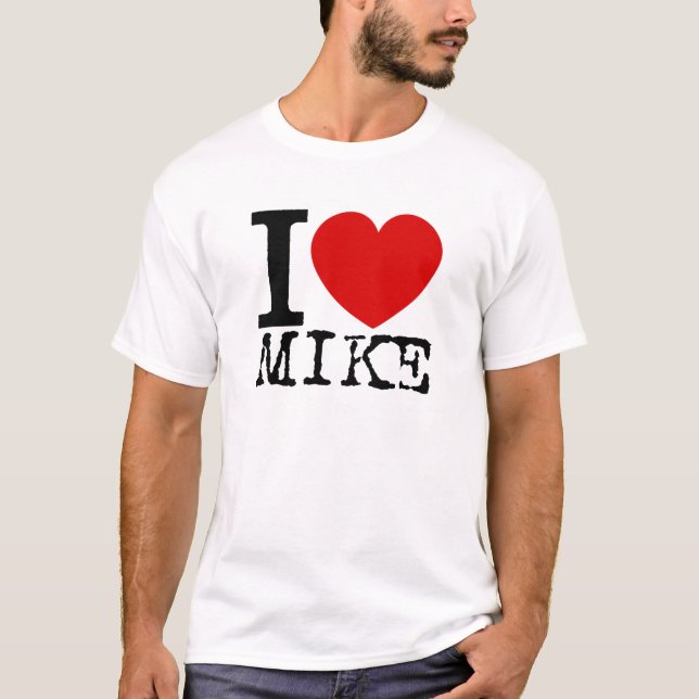 Jag älskar Mike (svarten) T-shirt (Framsida)