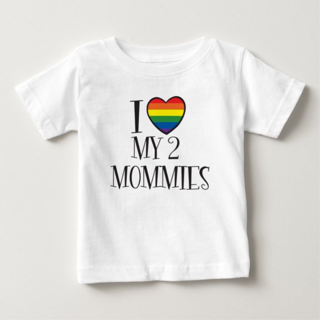Jag älskar min 2 MOMMIES T-shirt (Framsida)