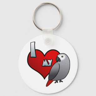 Jag älskar min afrikanska grå färg Keychain fö Nyckelring