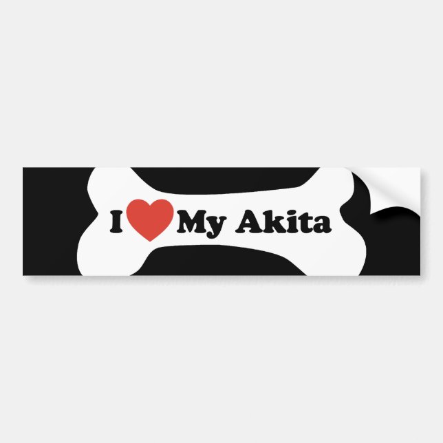 Jag älskar min Akita - hundben Bildekal (Framsidan)