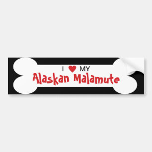 Jag älskar min alaskabo Malamutehund aveln Bildekal