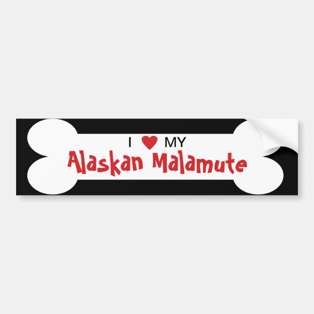 Jag älskar min alaskabo Malamutehund aveln Bildekal (Framsidan)