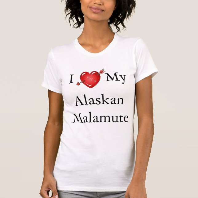 Jag älskar min Alaskan Malamute 2 T-shirt (Framsida)