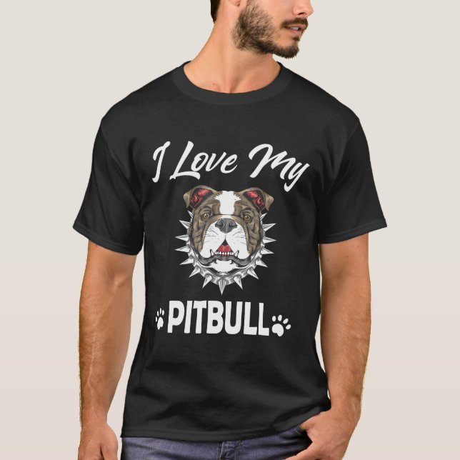 Jag älskar min American Pitbull Terrier present ti T Shirt (Framsida)