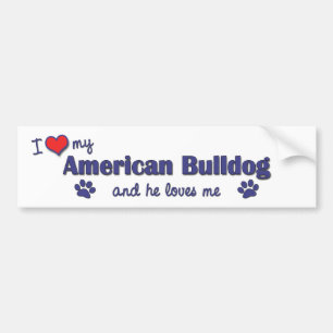 Jag älskar min amerikanbulldogg (den Male hunden) Bildekal