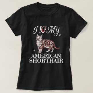 Jag älskar min amerikanska korthårskatt Burgund ko T Shirt