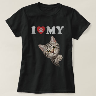 Jag älskar min amerikanska korthårskatt konst t shirt